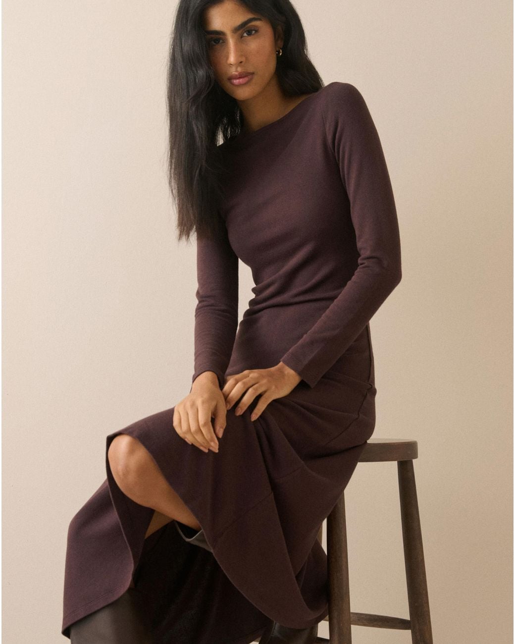 Nobody's Child Natural Bronte Jersey Midi Dress