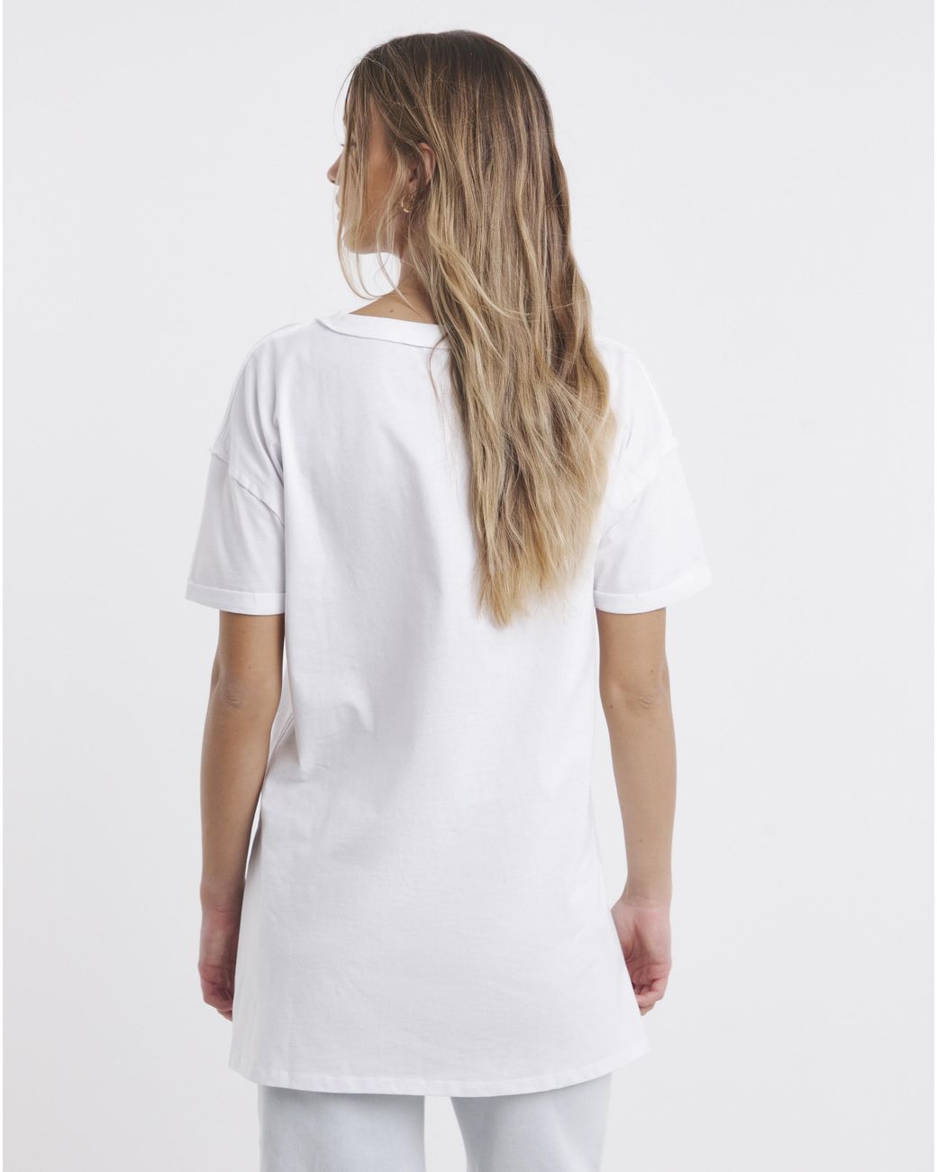 Simply Be White Oversized V Neck T-Shirt