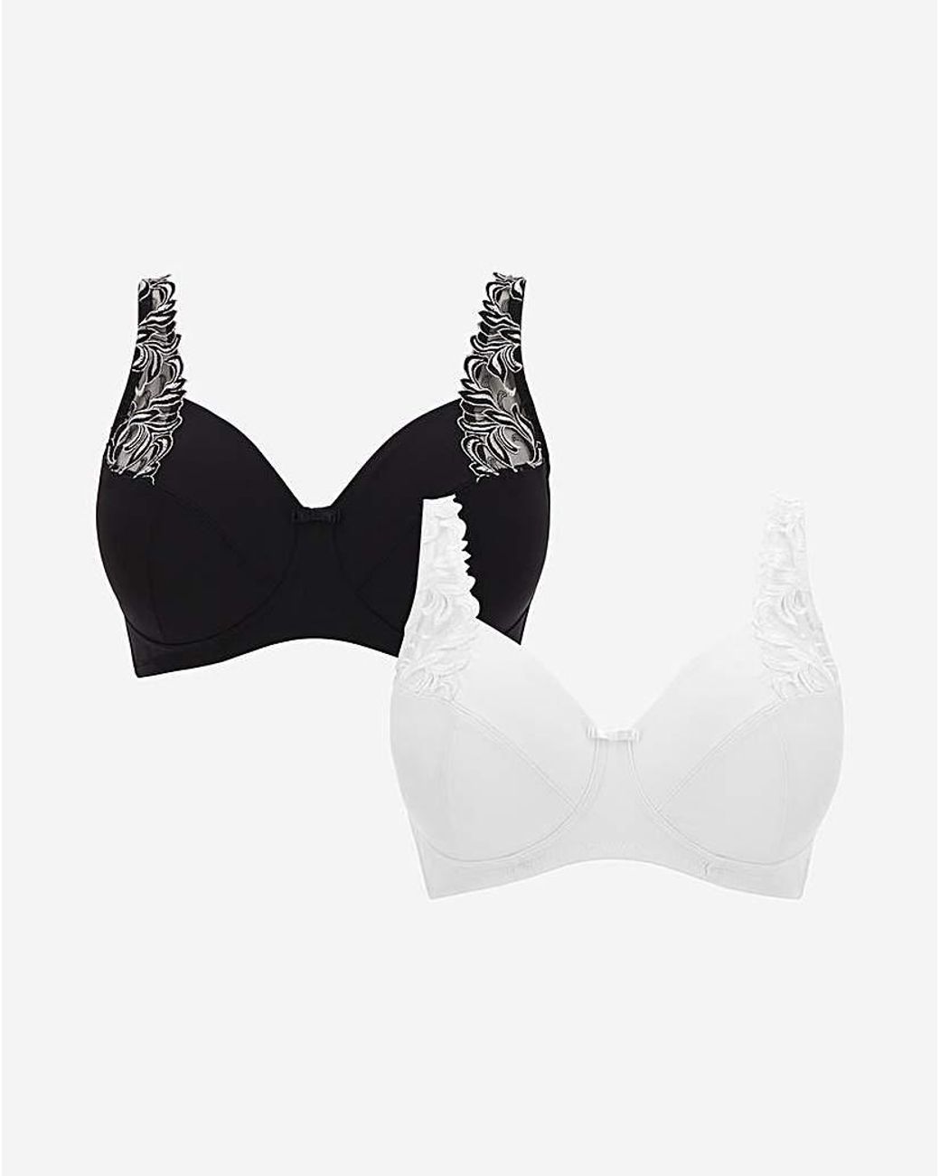 Pretty Secrets Black 2 Pack Flora Full Cup Non Wired Bras