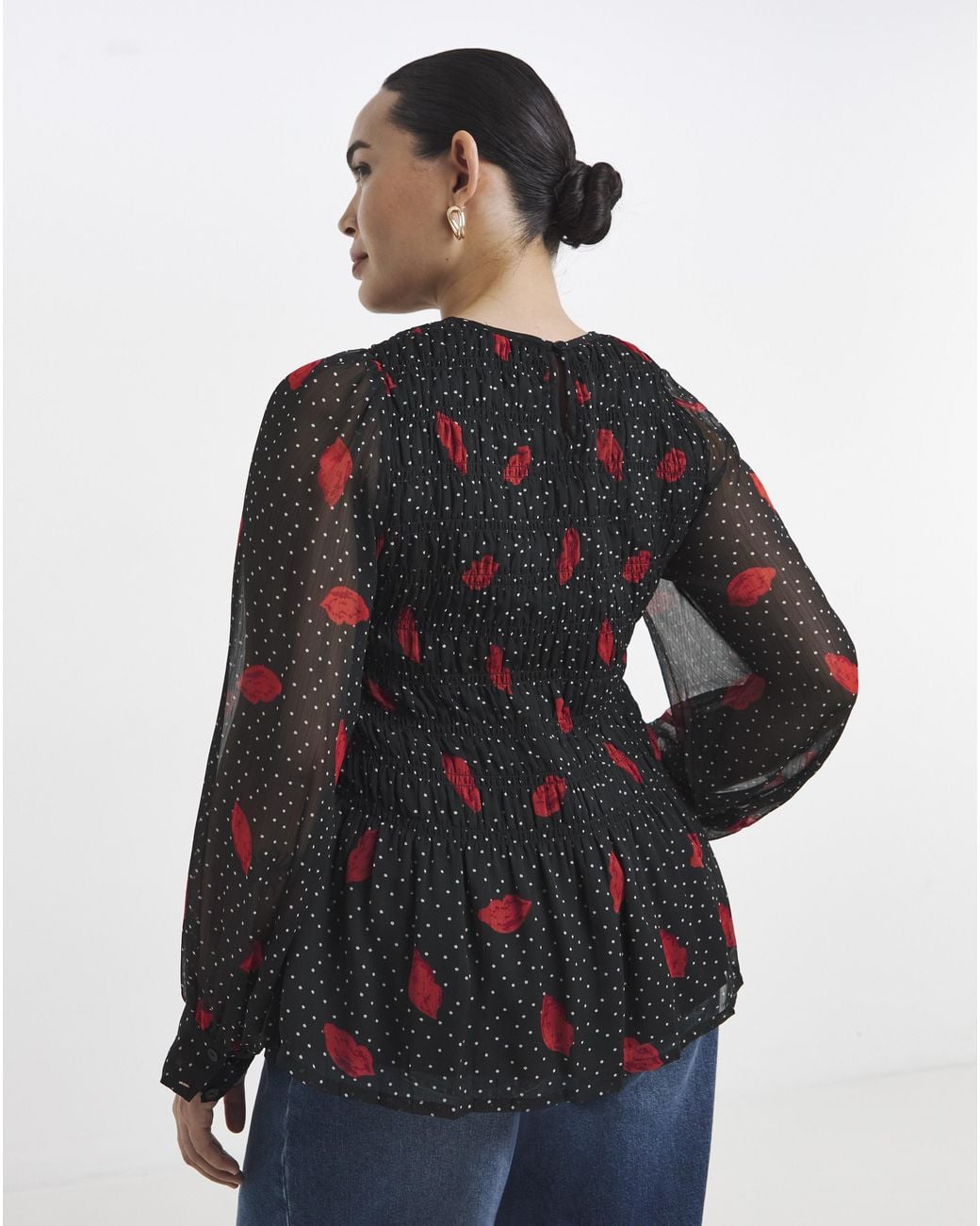 Simply Be Black Puff Sleeve Top