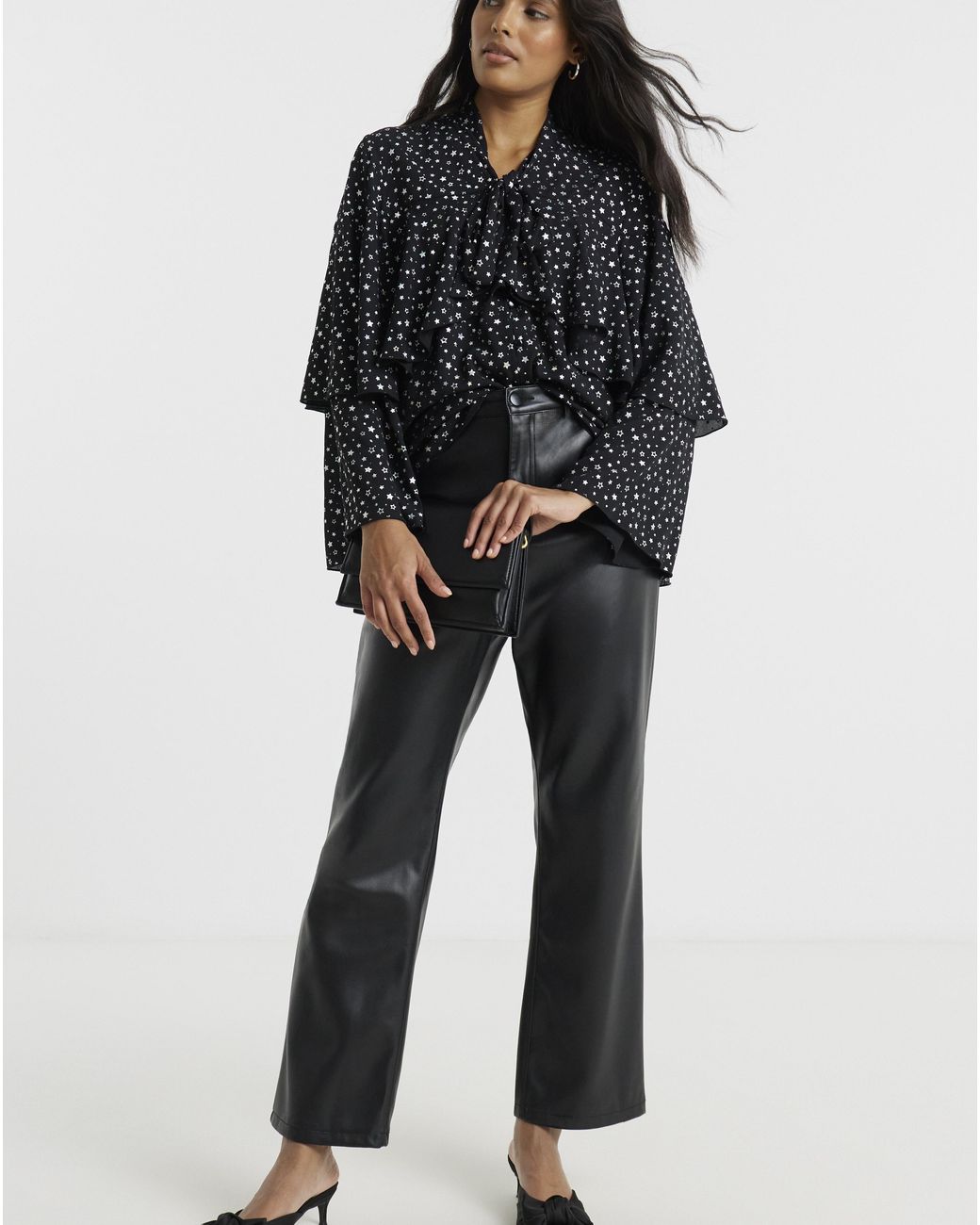 Twisted Wunder Black Chiffon Foil Blouse