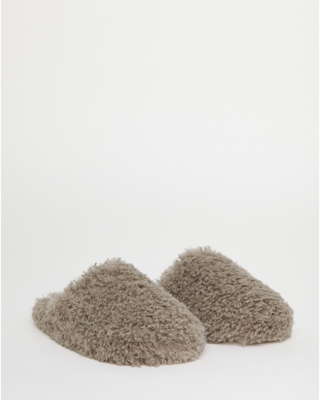 Simply Be Gray Shaggy Mule Slipper Wide