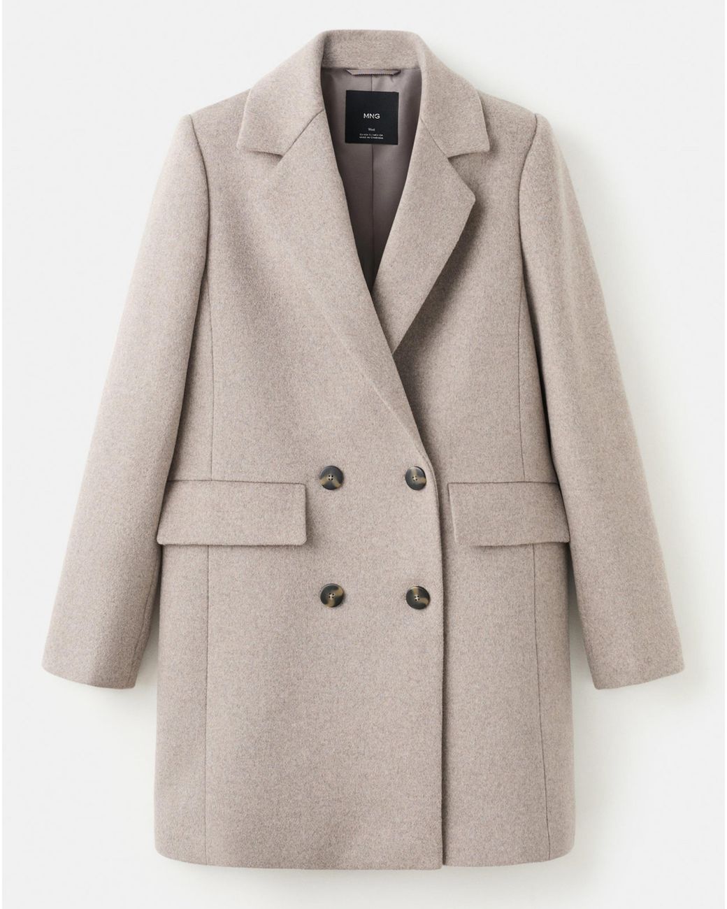 Mango Brown Wool Mix Double Breasted Coat
