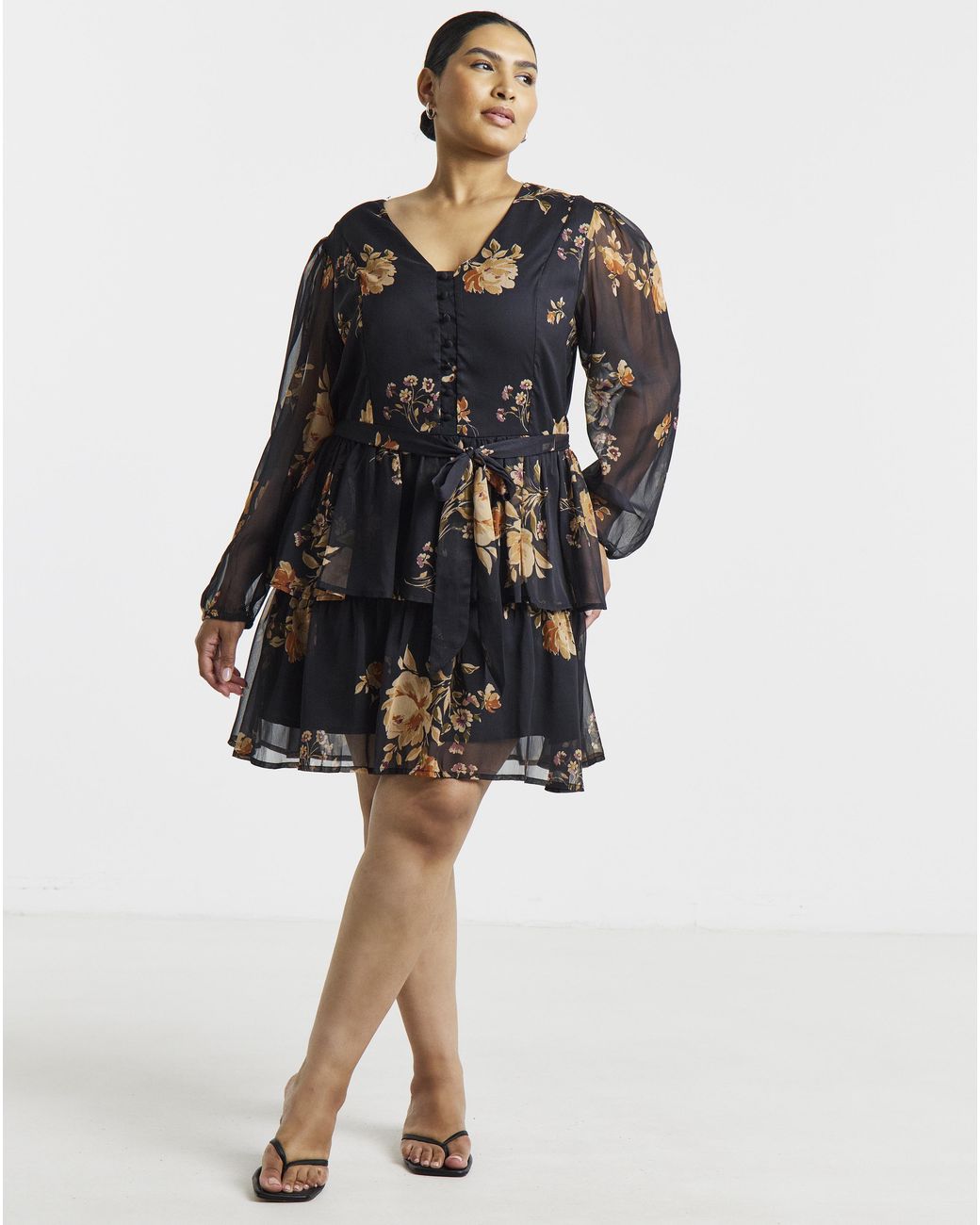 Simply Be Blue Floral Skater Dress