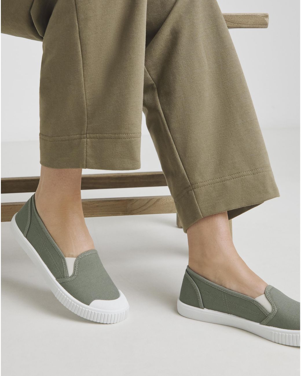 Simply Be Green Slip On Plimsole Wide Fit