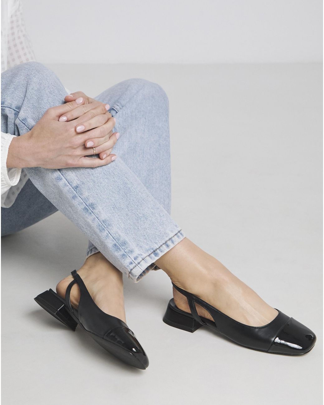 Simply Be Gray Slingback Toe Cap Shoes Wide Fit