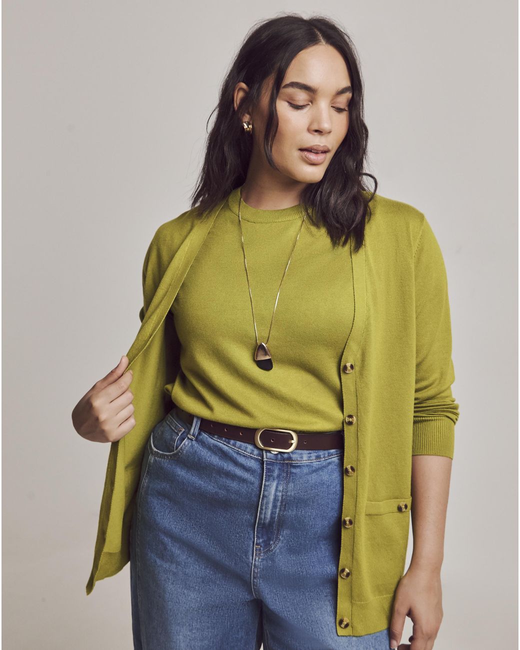 Julipa Green Cardigan Jumper Set