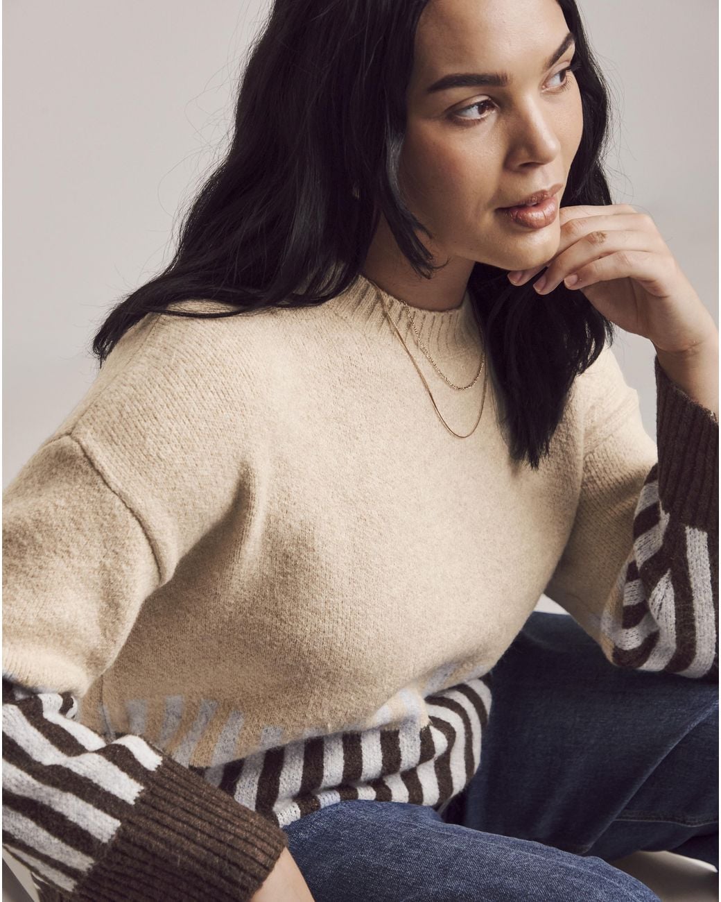 Julipa Natural Knitted Stripe Jumper