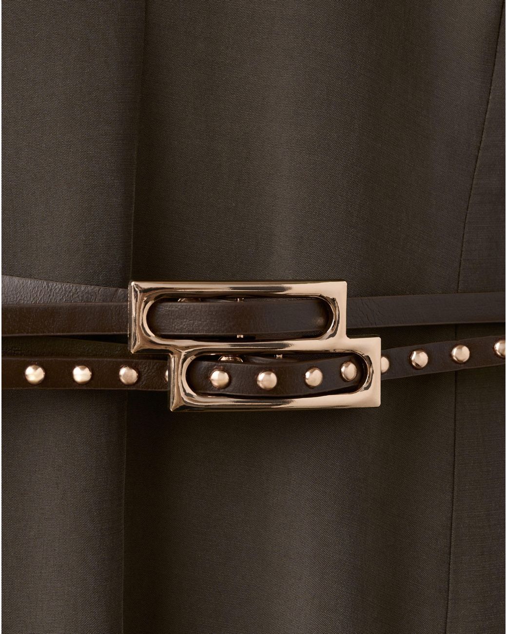 Mango Brown Double-Belt A-Line Dress