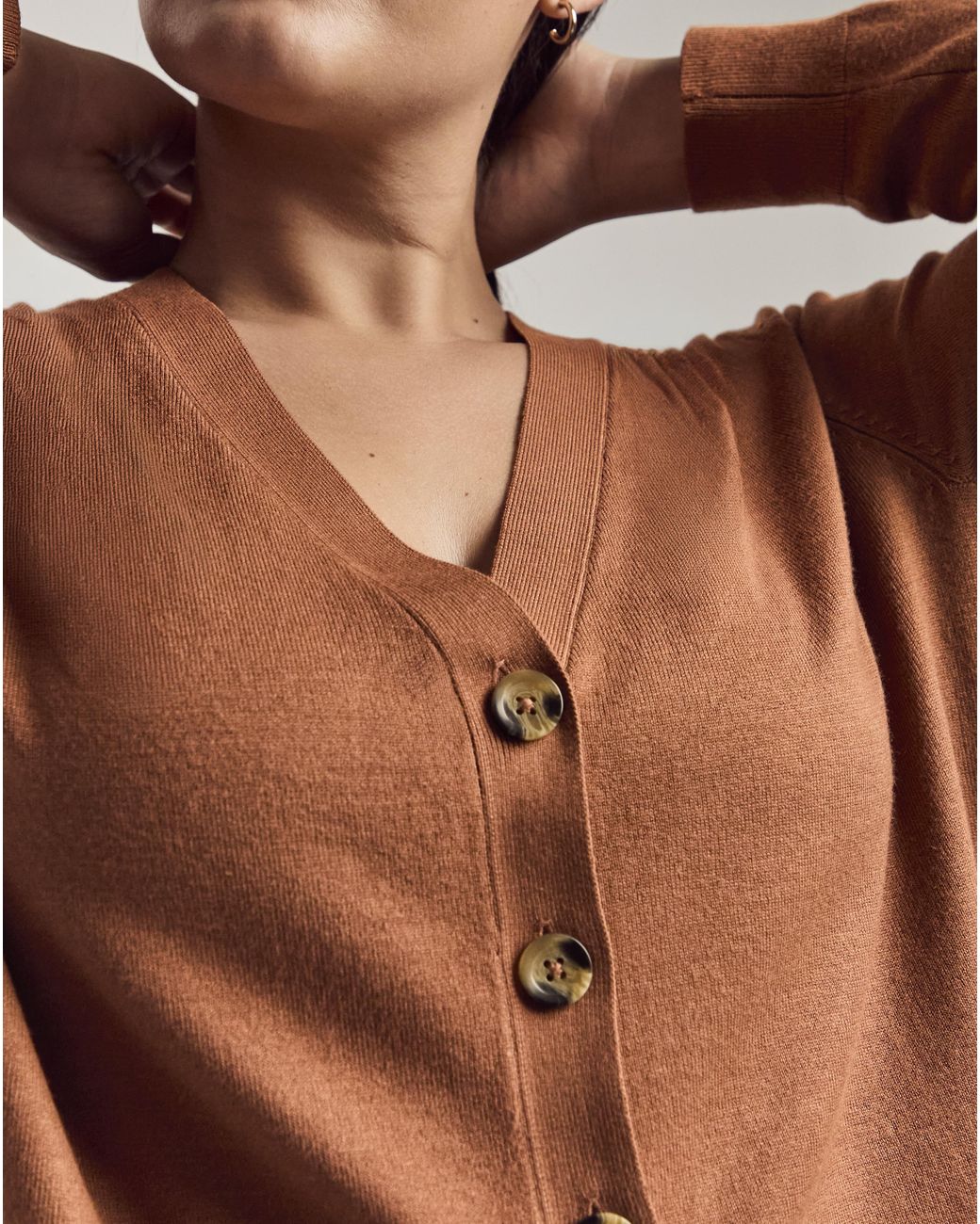 Julipa Brown V-Neck Cardigan