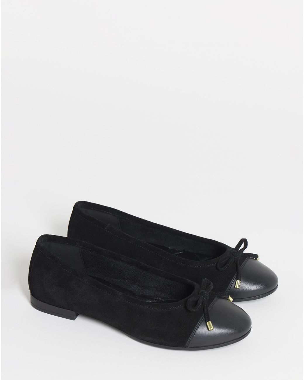 JD Williams Black Classic Leather Ballerina Shoes Ex Wide