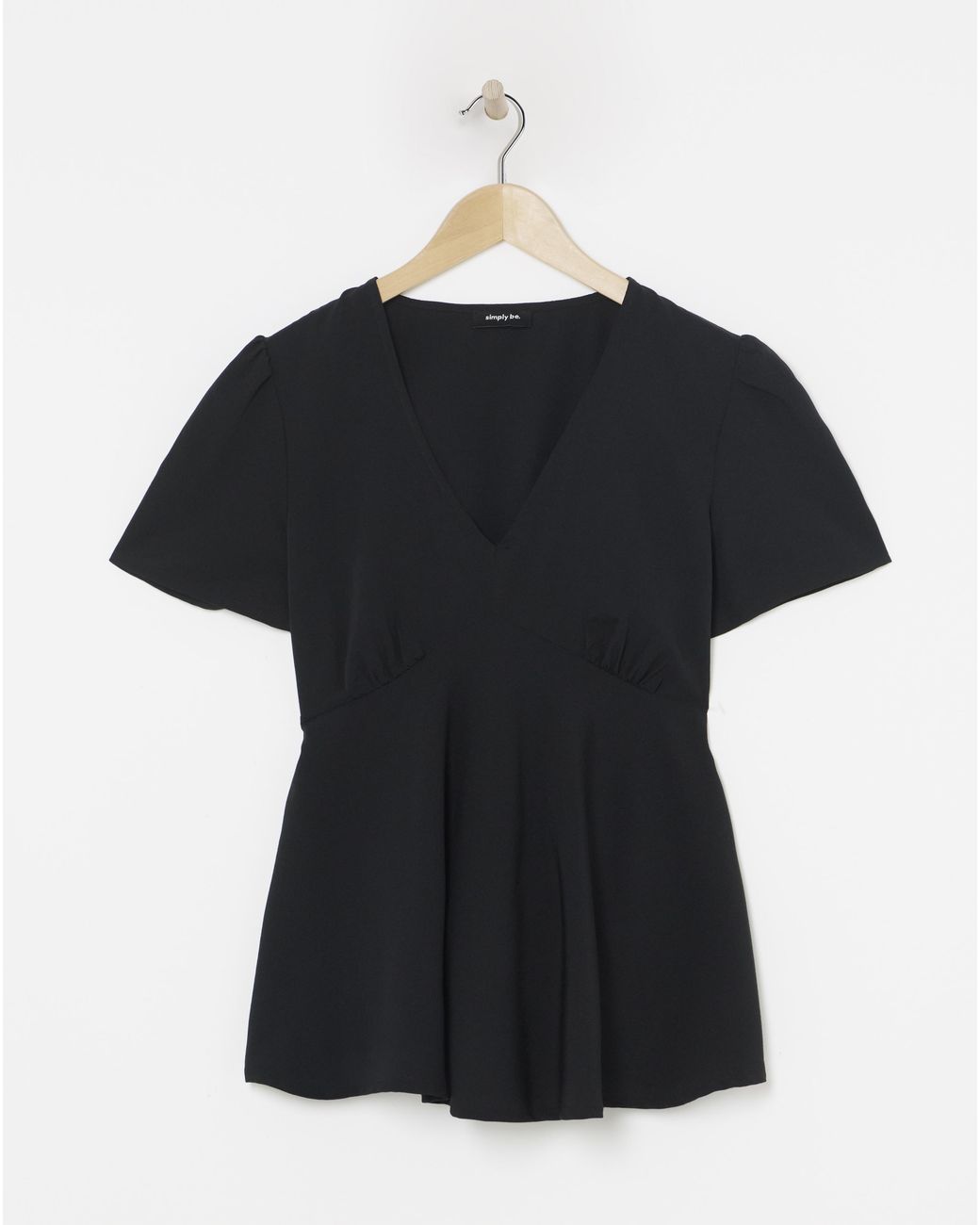 Simply Be Black V Neck Tea Blouse