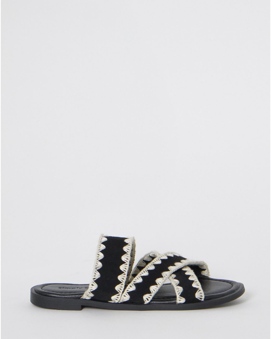 Simply Be White Whipstitch Flat Sandals Extra Wide