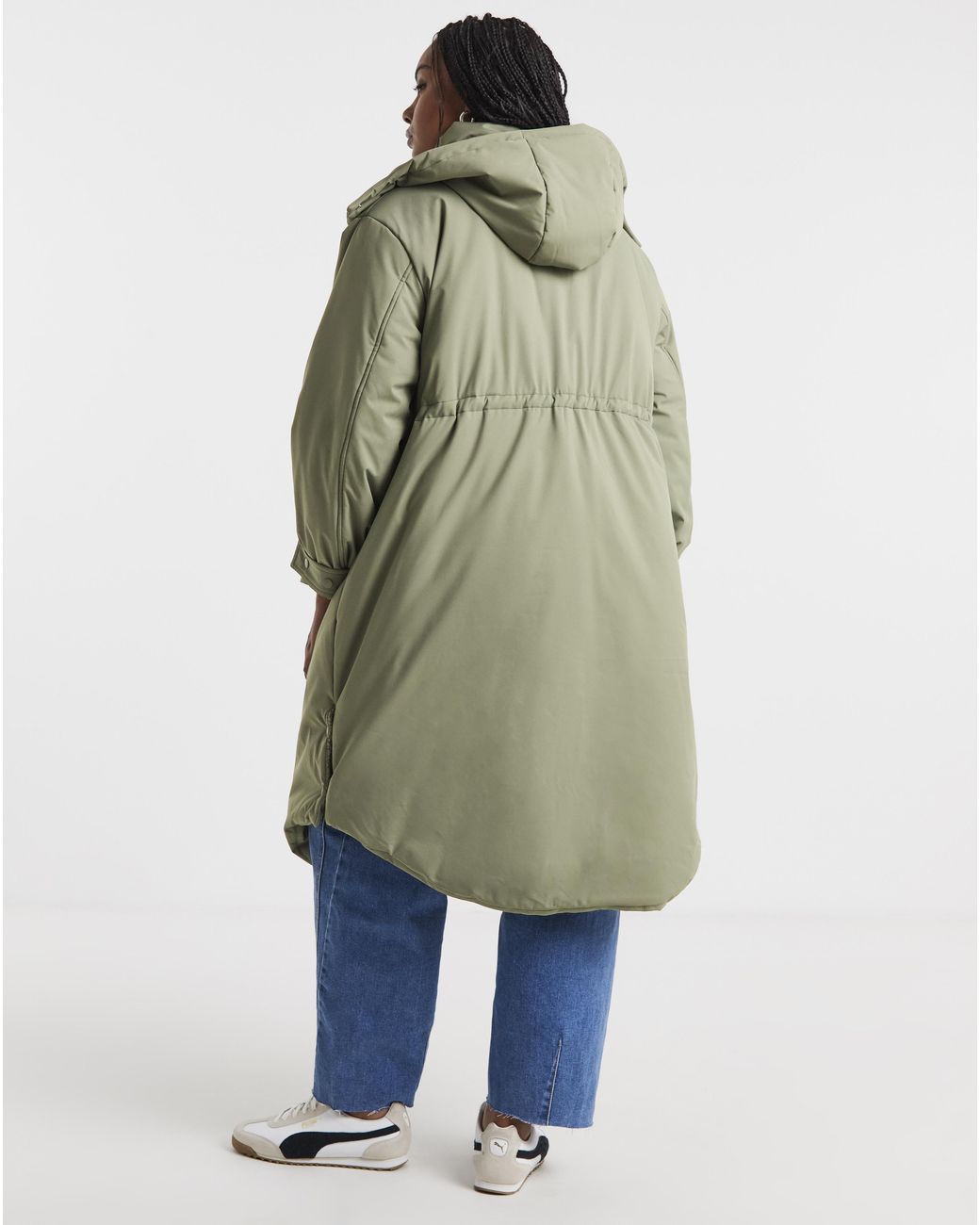 Simply Be Green Fleece Lined Padded Parka Coat