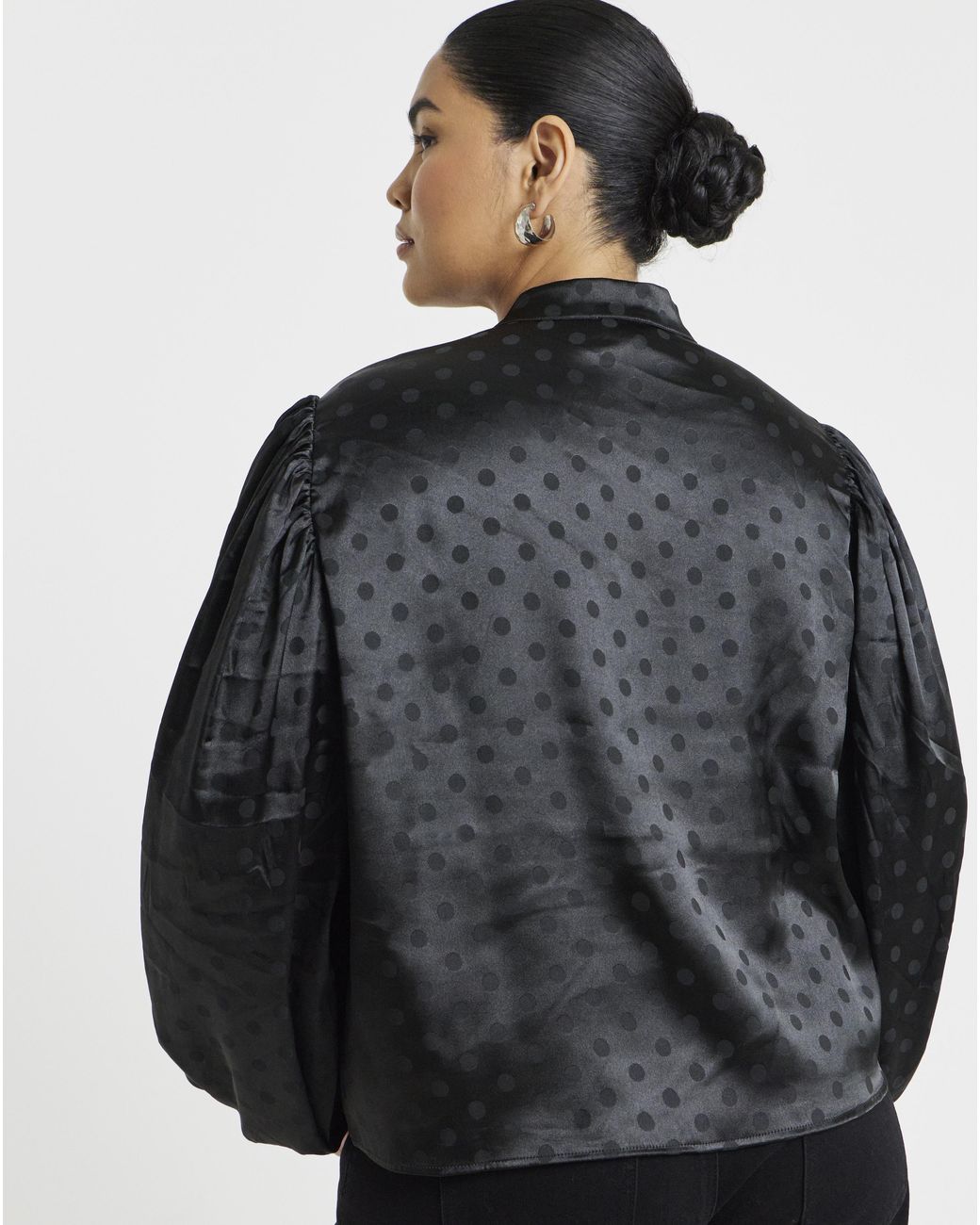 Simply Be Black Jacquard Mandarin Blouse