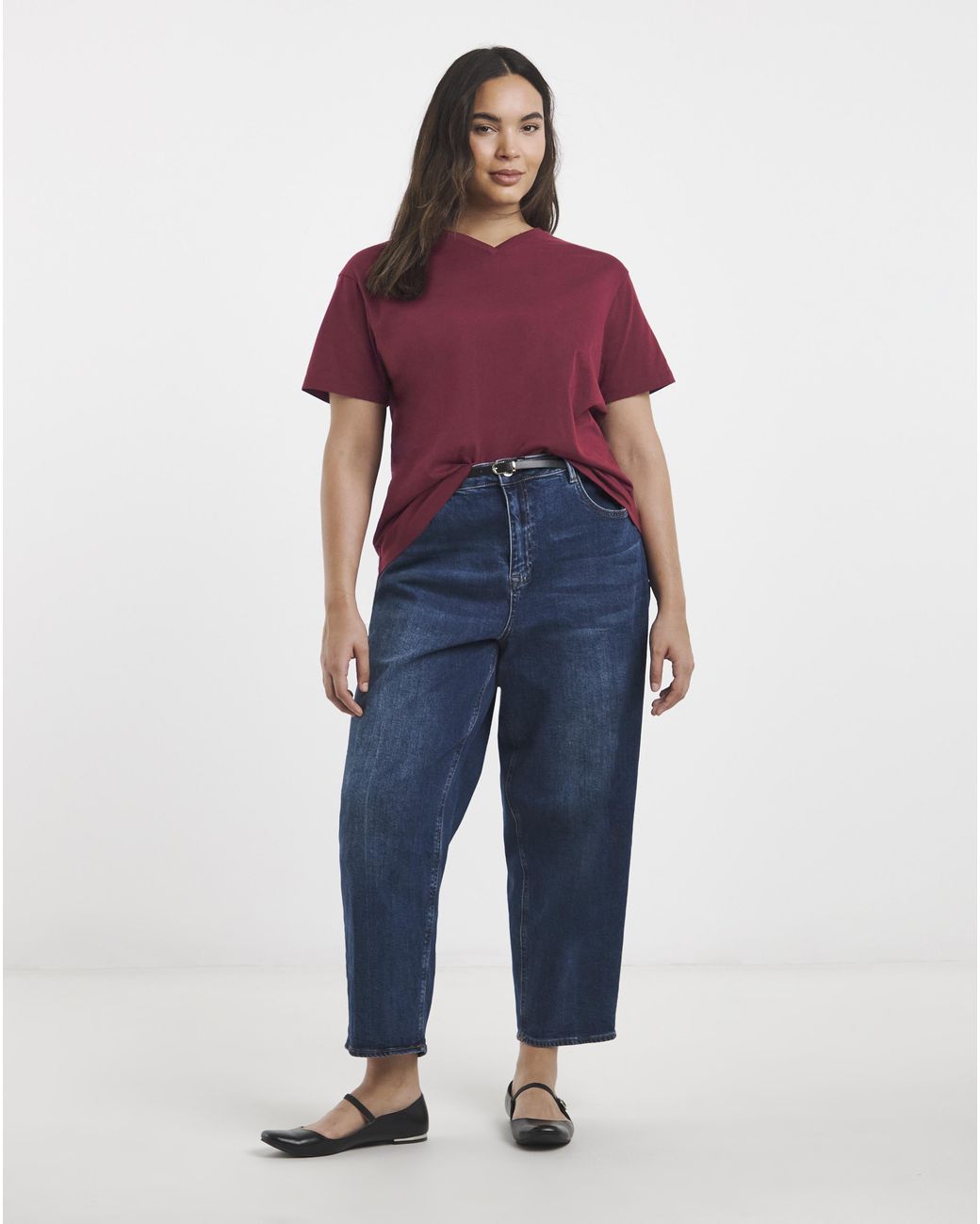 Simply Be Red 2 Pack High V Neck Slim Fit T-Shirt