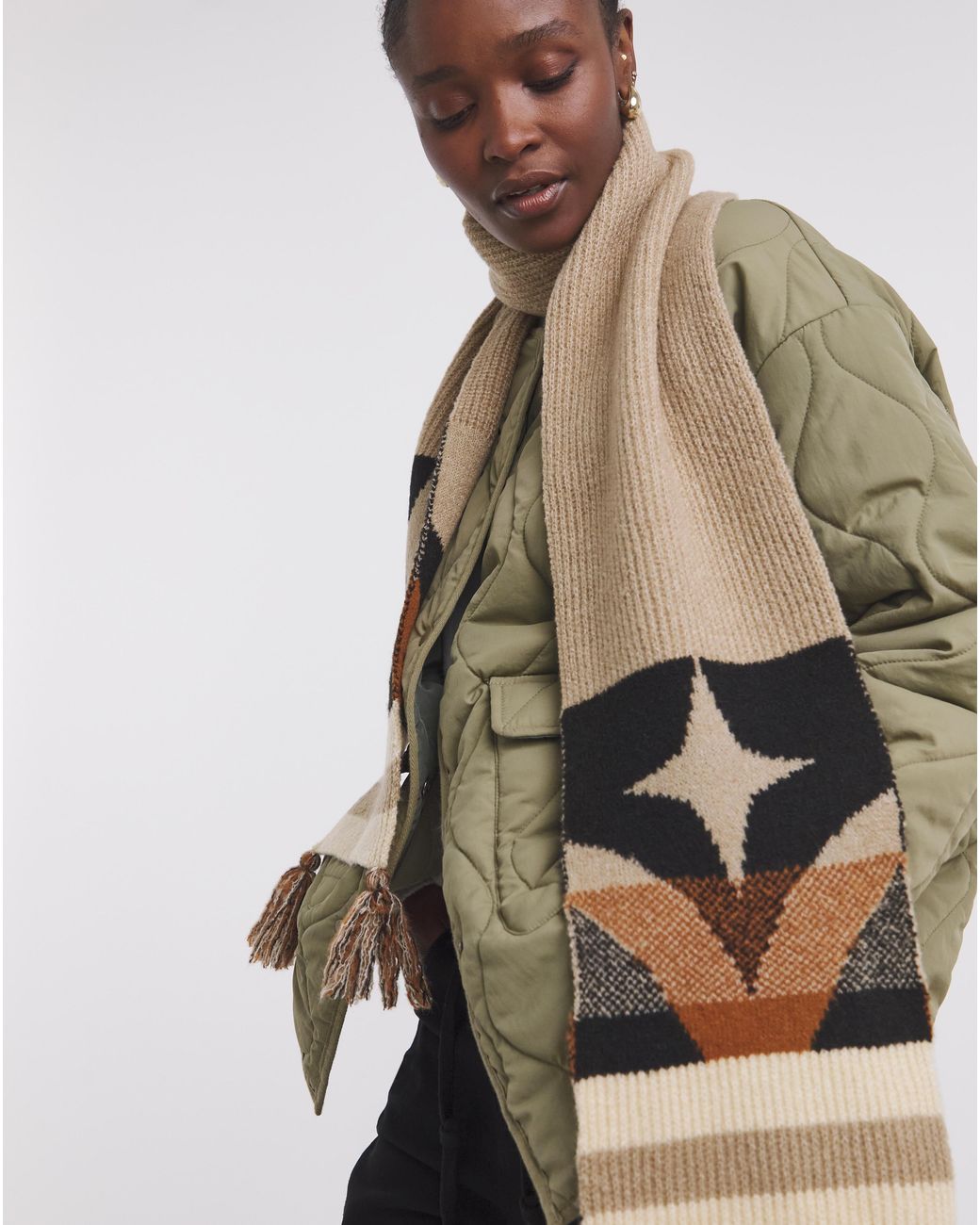 JD Williams Metallic Aztec Pattern Knitted Scarf