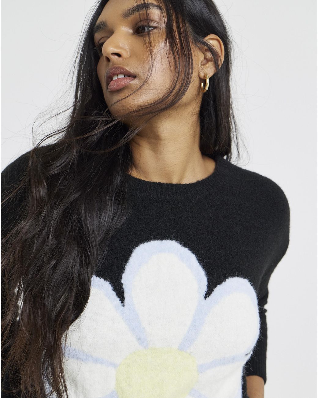 Simply Be Blue Daisy Graphic Jumper