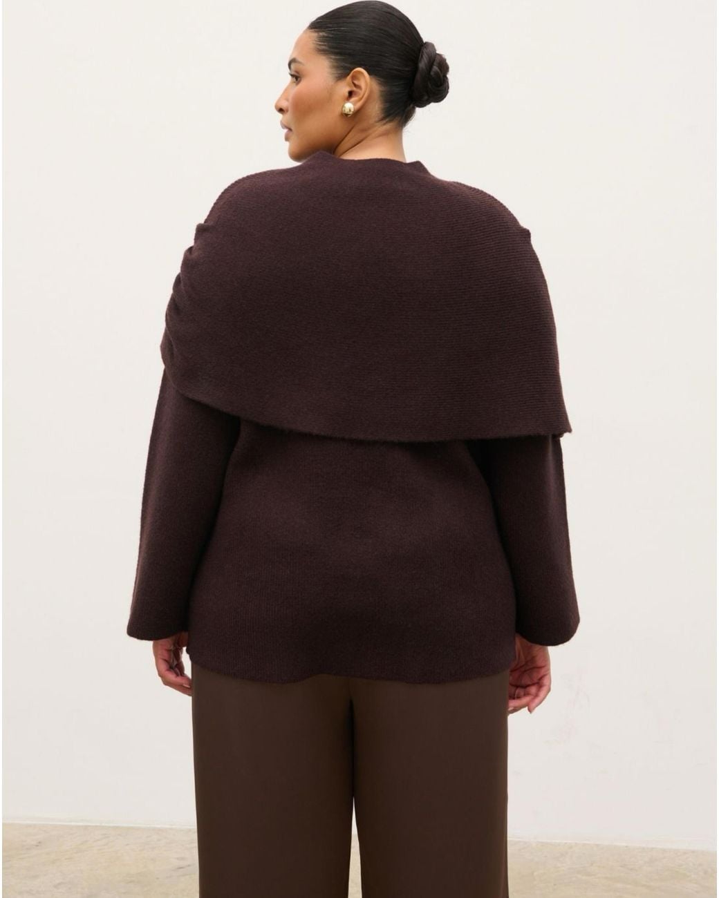 Pretty Lavish Brown Tarla Drape Knit Jumper