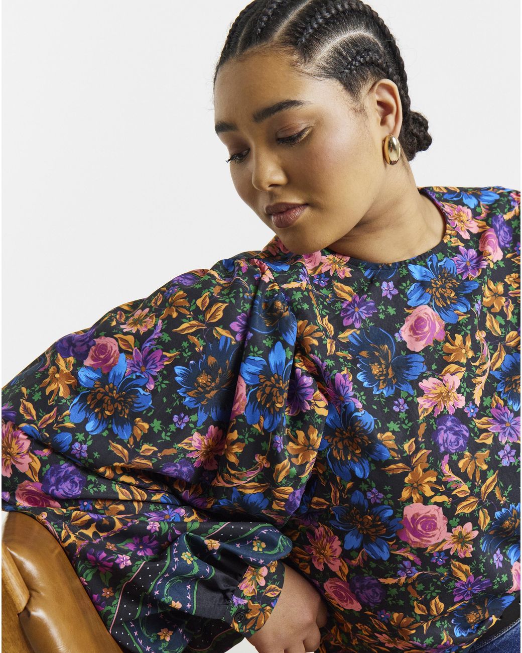 Simply Be Blue Exaggerated Sleeve Blouse
