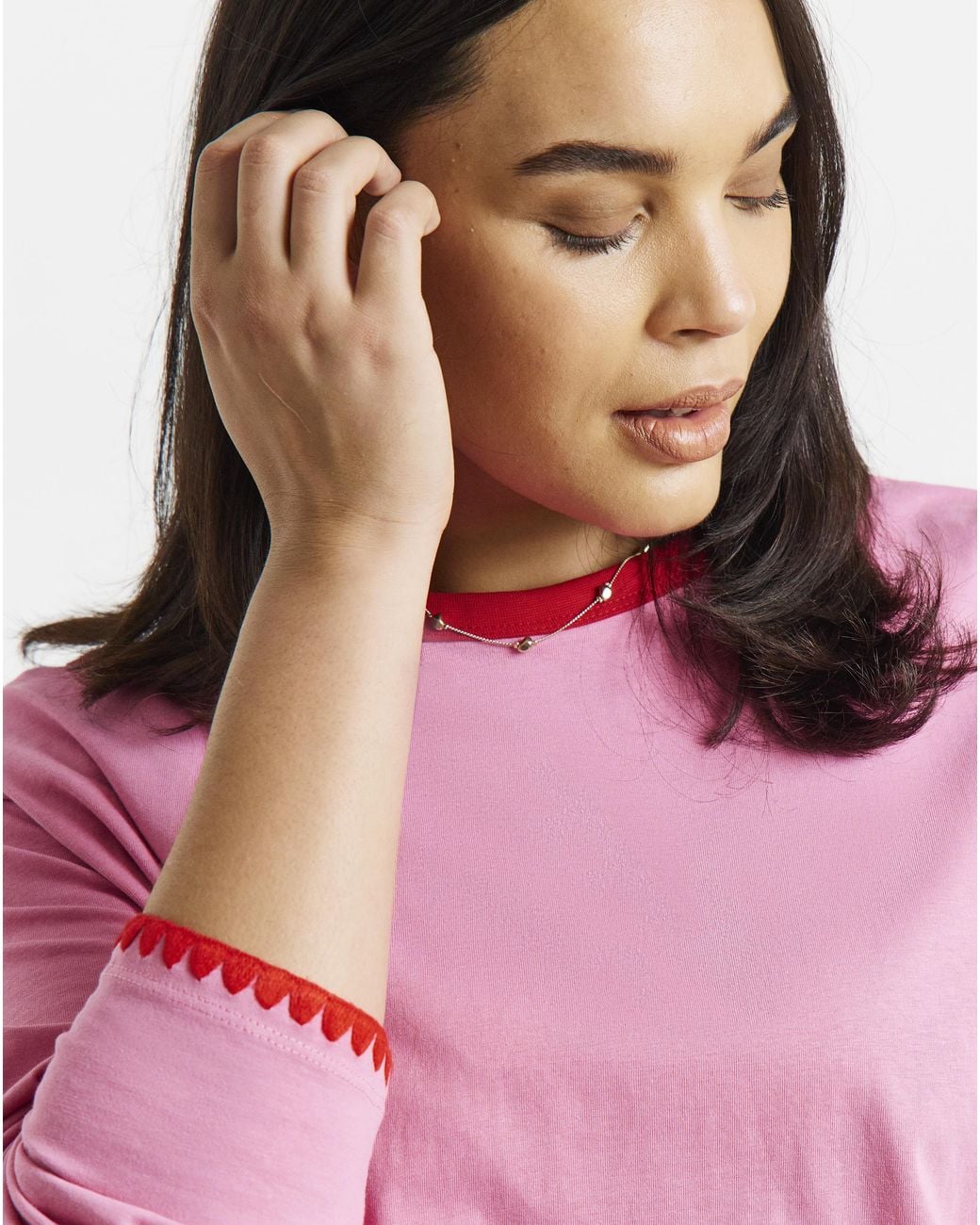 Simply Be Red Whipstitch Ls T-Shirt