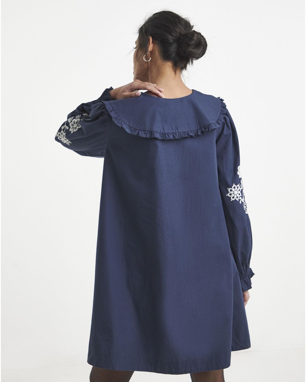 Simply Be Blue Embroidered Collar Detail Shirt Dress