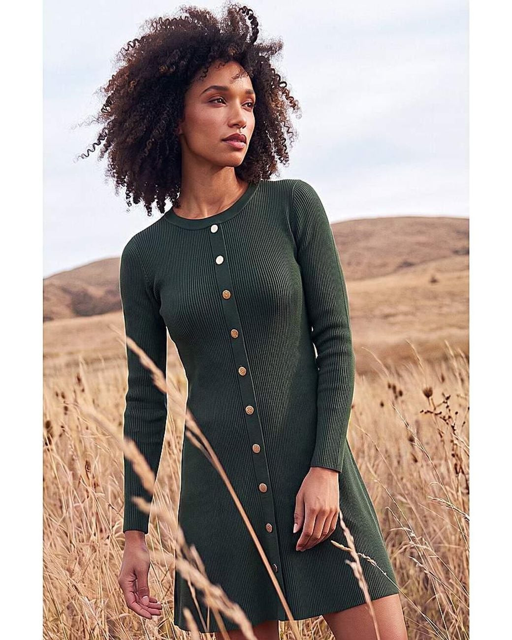 Roman Green Roman Knitted Button Dress