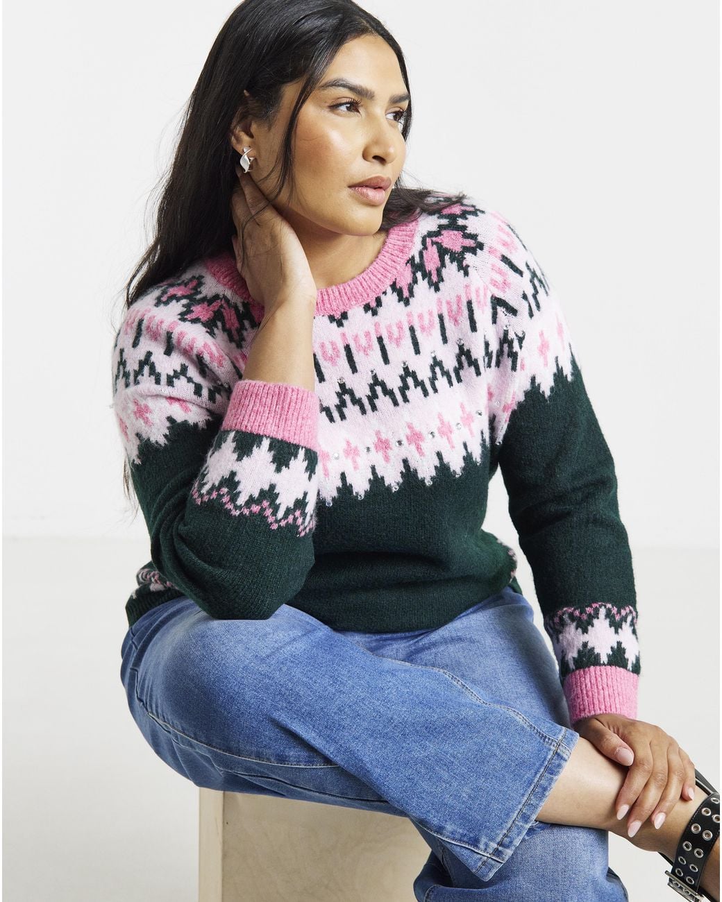 Simply Be Blue Diamante Jumper