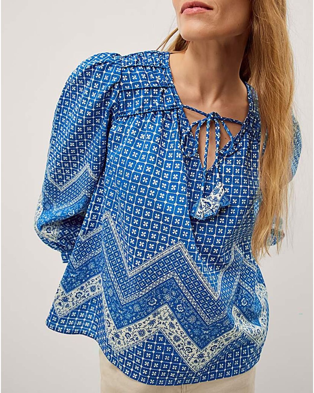 Monsoon Blue Iggy Floral Print Blouse