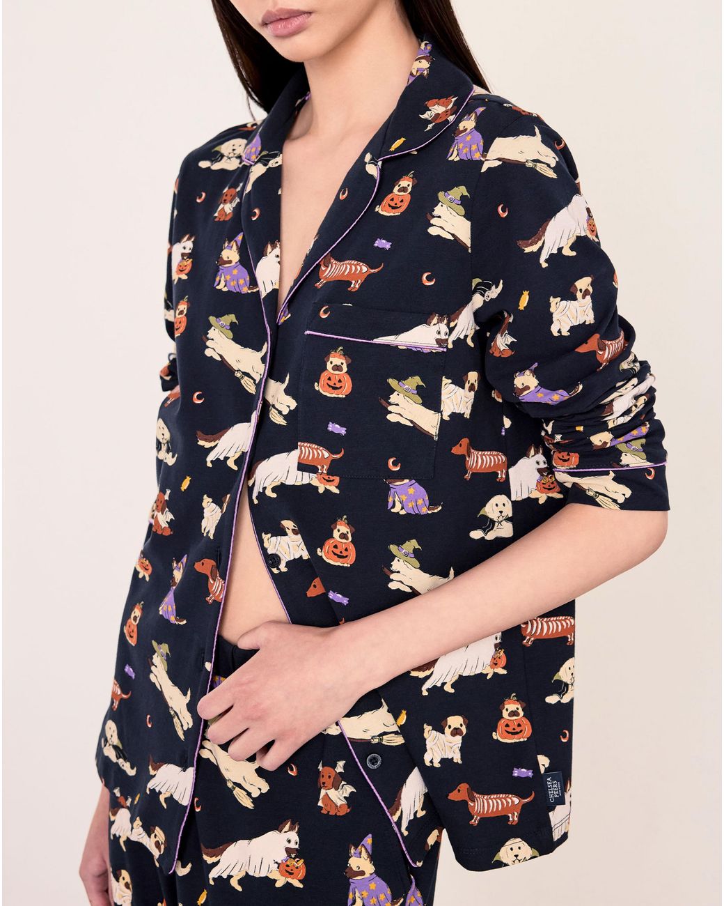 Chelsea Peers Blue Classic Long Button Up Set