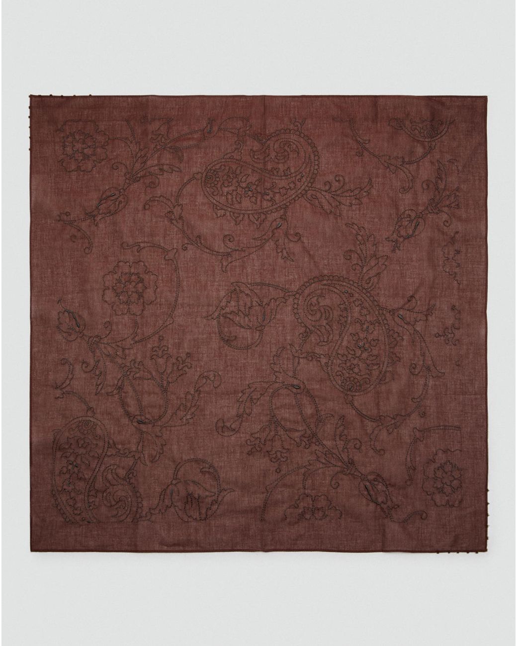 Mango Brown Floral Embroidered Scarf