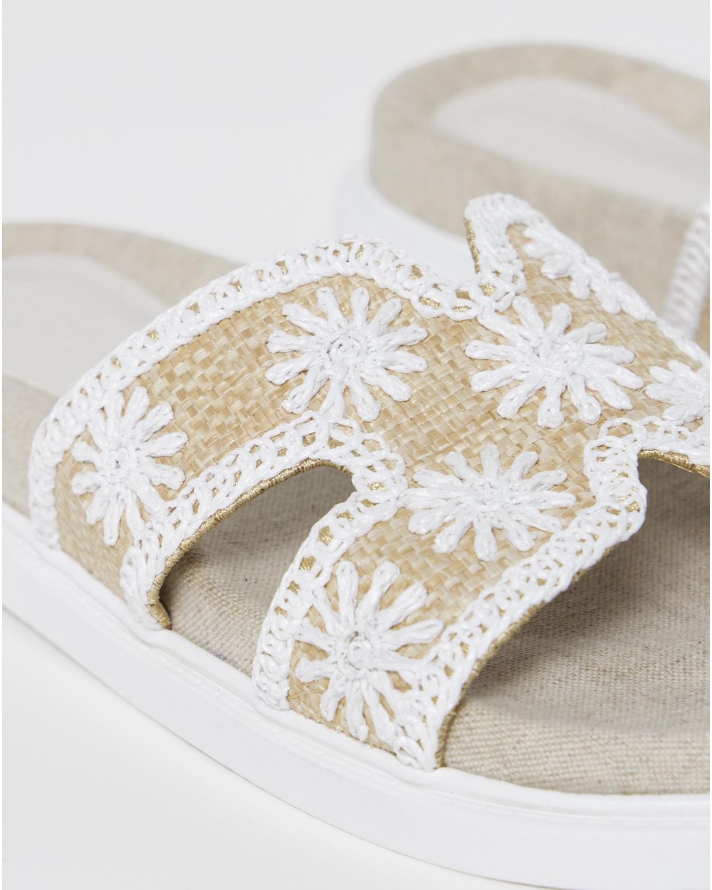 Simply Be Natural Embroidered Woven Sandals Extra Wide