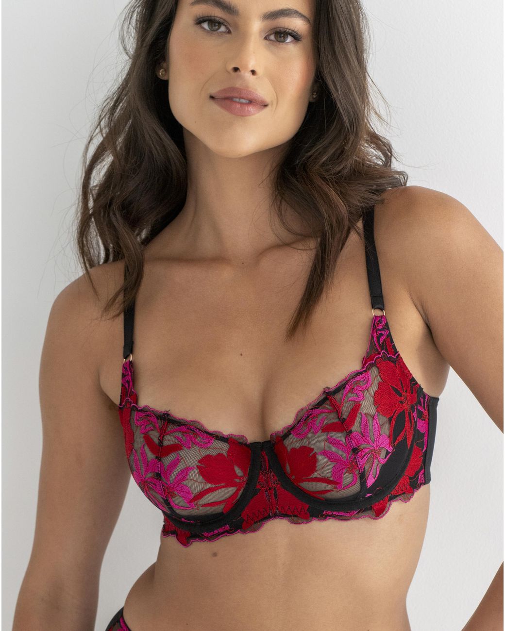 Pour Moi Red Roxanne Full Cup Bra Blk