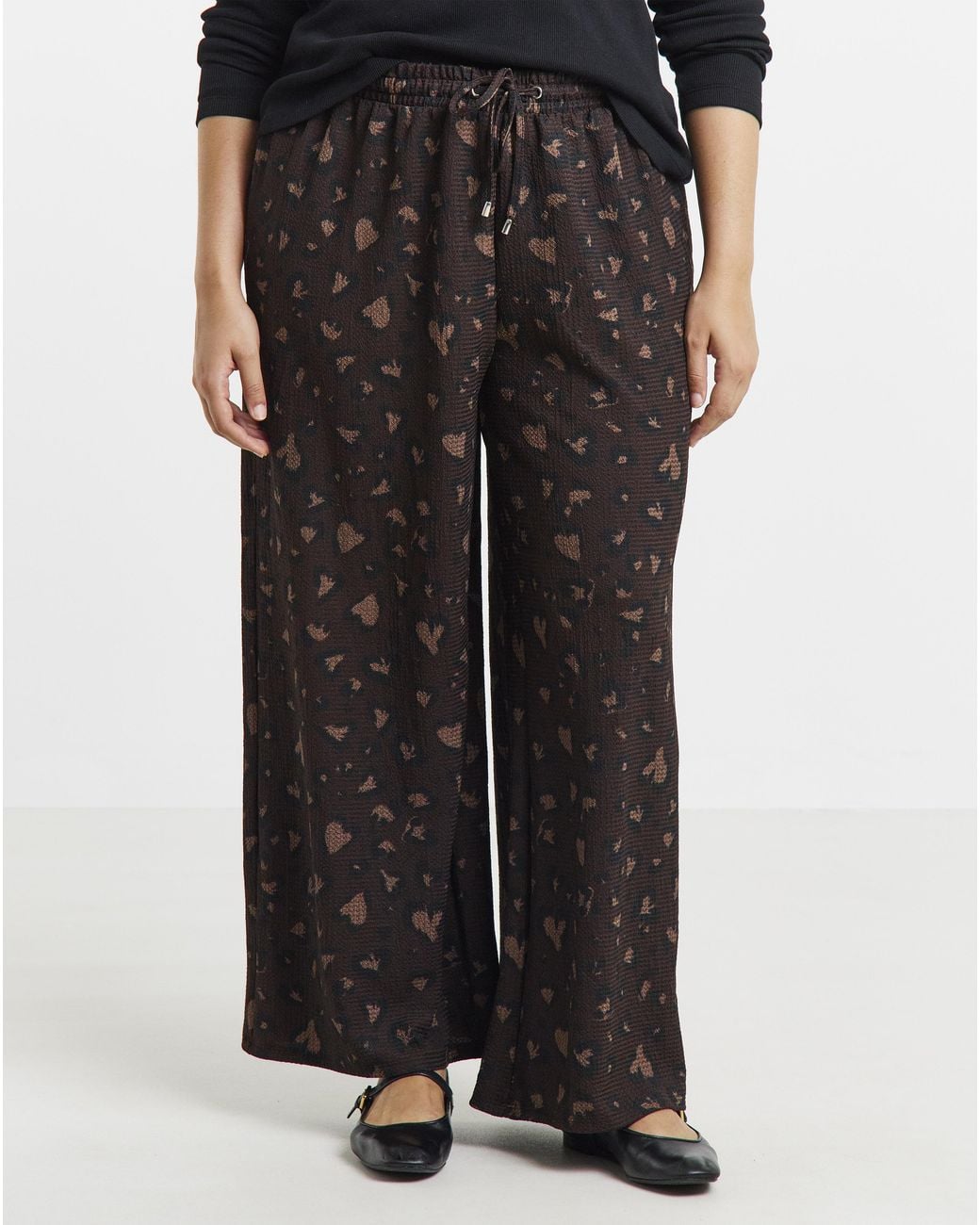 Simply Be Black Waffle Wide Leg Trouser