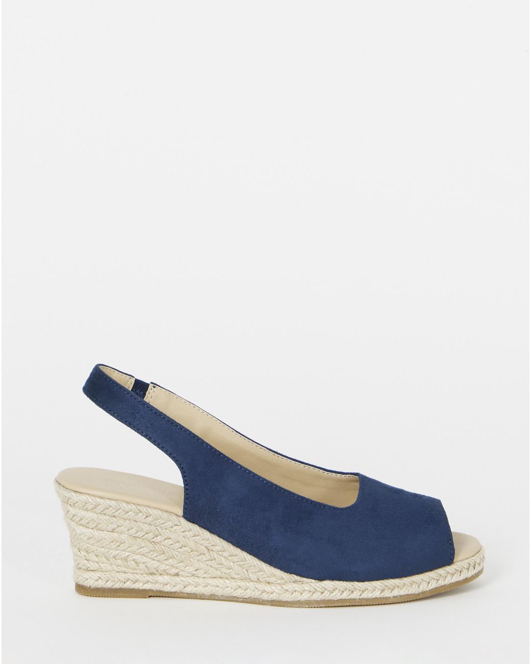 JD Williams Blue Peep Toe Espadrille Wedge Wide