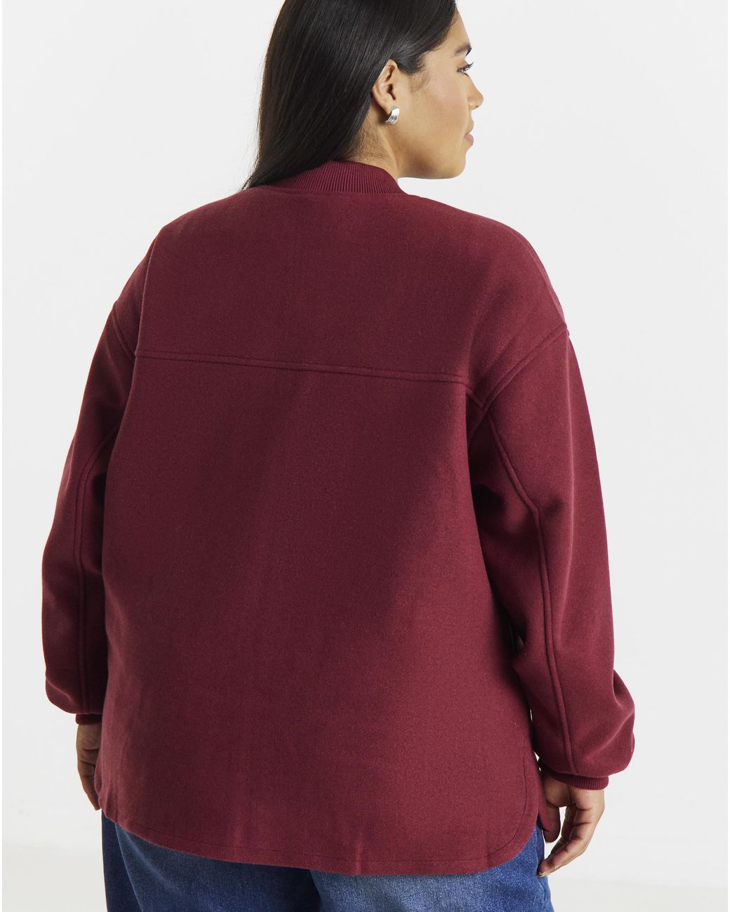 Simply Be Red Zip Bomber Jacket