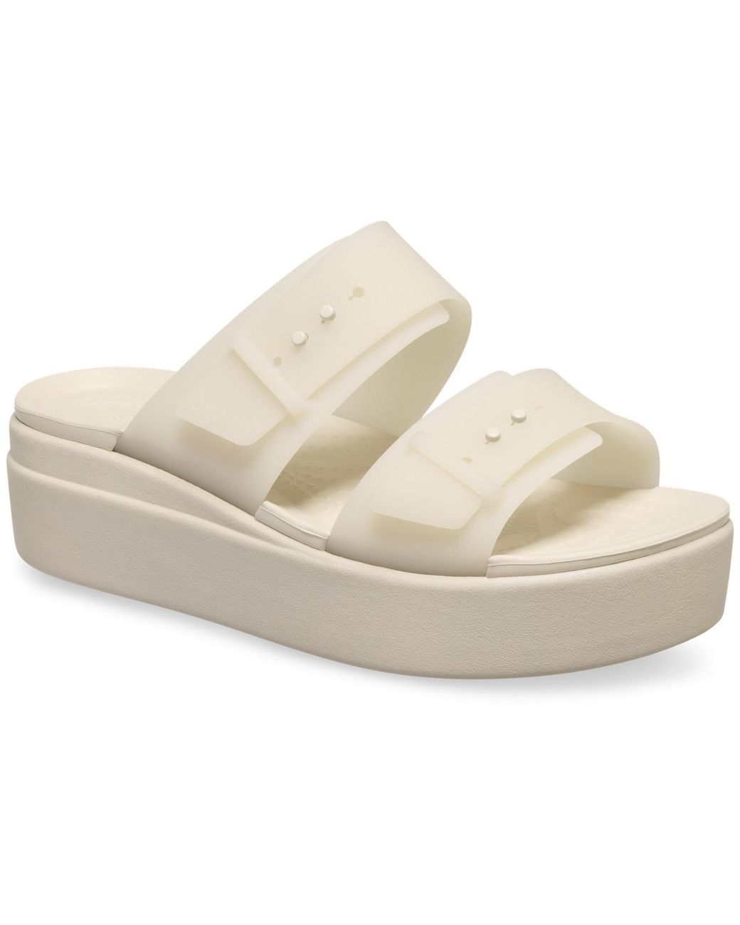 CROCSTM White Brooklyn Buckle Low Wedge
