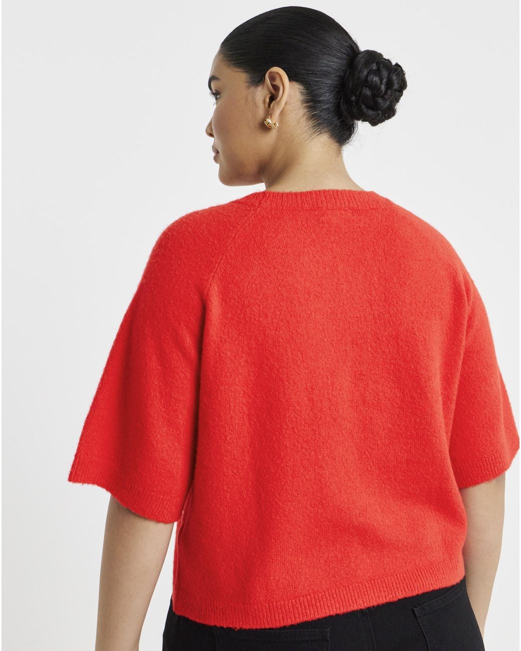 Simply Be Red Diamante Embellished Half Sleeve Jumper