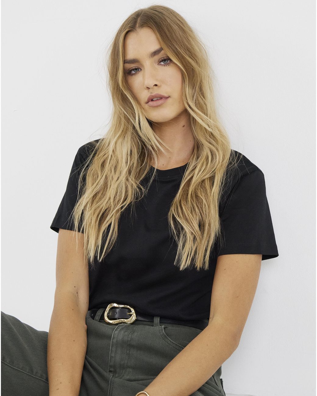 Simply Be Black Slub Slim Fit Crew Neck T-Shirt
