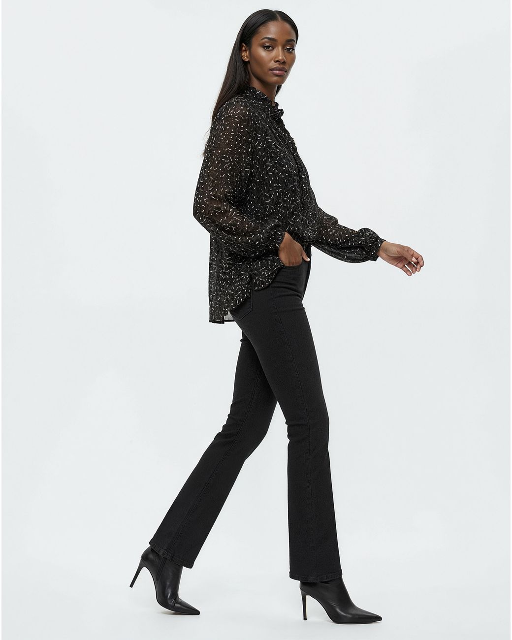 Religion Black Pleated Ruffle Shirt