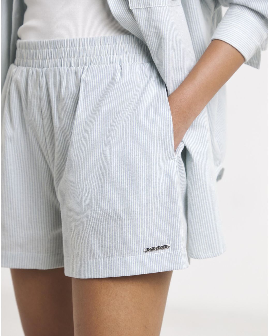 Gym King White Poplin Stripe Shorts