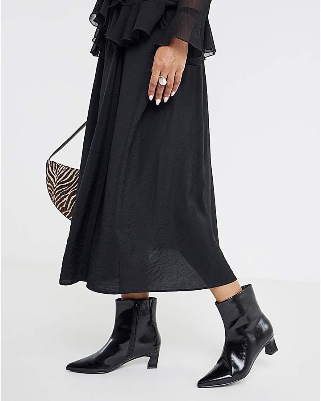 Simply Be Blue Flared Heel Ankle Boot Wide