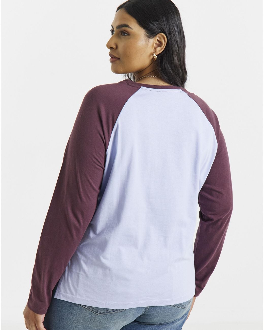 Simply Be Purple Raglan Ls T-Shirt