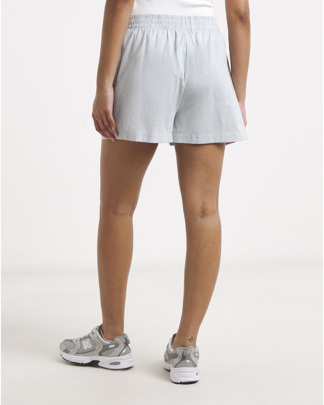 Gym King White Poplin Stripe Shorts