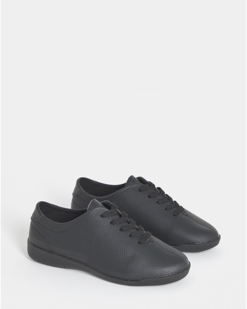 Heavenly Soles Black Tumbled Lace Up Trainer E Fit