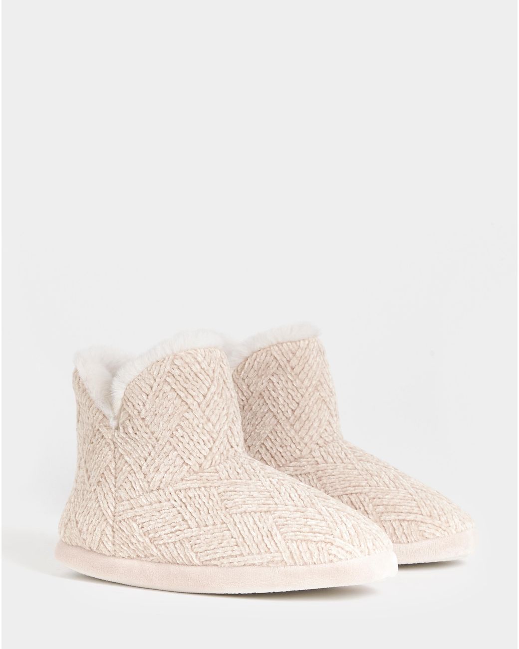JD Williams Natural Knitted Bootie Slipper Ex Wide