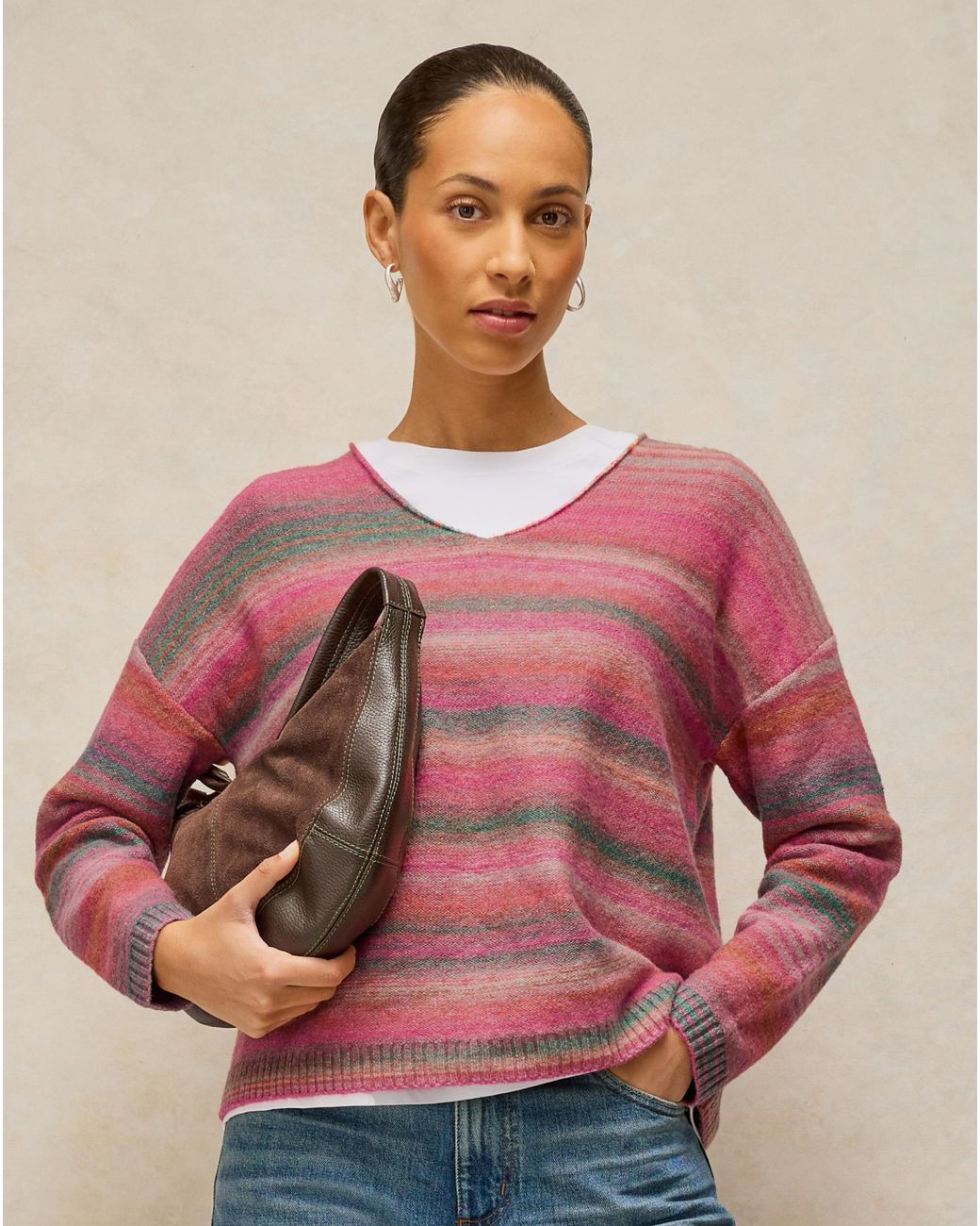 White Stuff Pink Spacedye Jumper