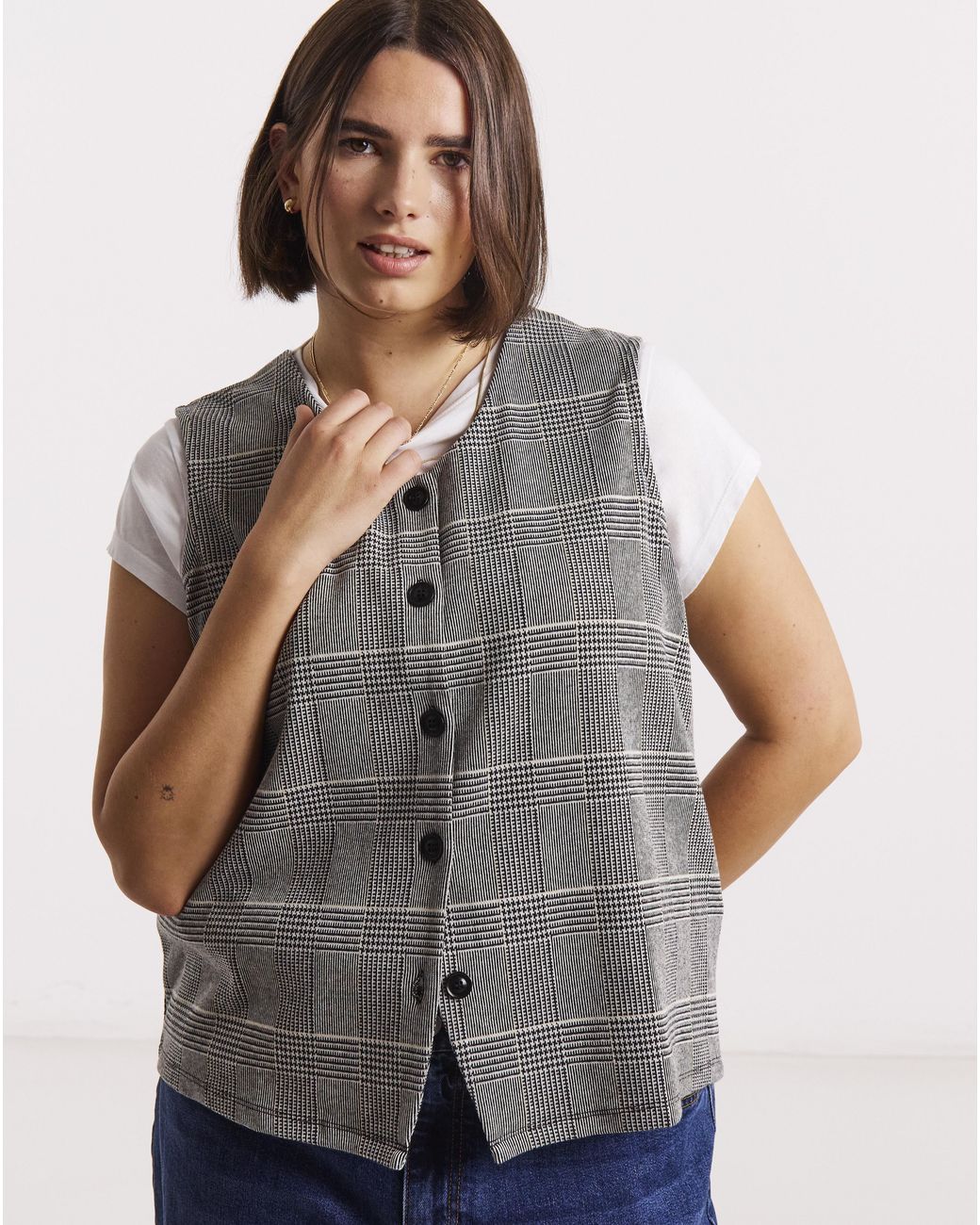 Simply Be Gray Button Through Jersey Waistcoat