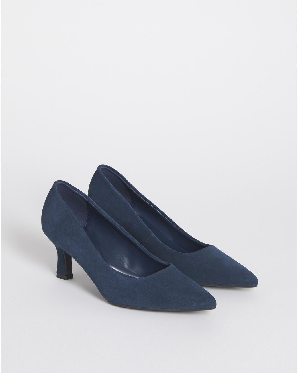 Heavenly Soles Blue Pointed Toe Kitten Heel Shoe Wide