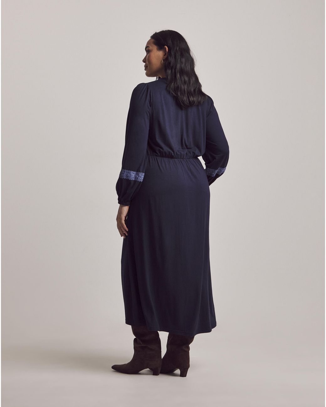 Julipa Blue Lace Trim Jersey Midi Dress